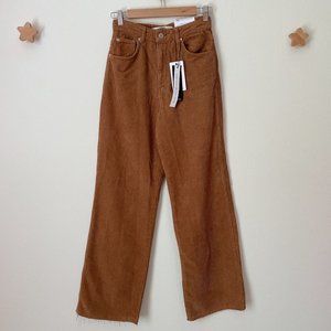 🌿 stradivarius corduroy dad pants high rise straight leg